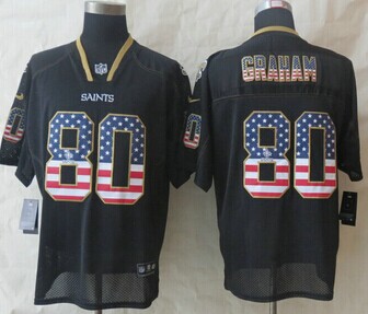 New New Orleans Saints #80 Jimmy Graham USA Flag Fashion Black Elite Jerseys