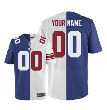 New New York Giants Customized Royal Blue White Men''s Stitched Elite Split Jersey New New York Giants Customized Royal Blue White Men''s Stitched Elite Split Jersey