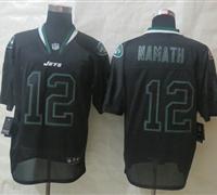 New New York Jets #12 Joe Namath Lights Out Black Elite Jerseys