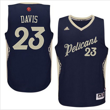New Orleans Pelicans #23 Anthony Davis Navy 2015-2016 Christmas Day Stitched NBA Jersey