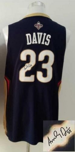 New Orleans Pelicans Revolution 30 Autographed #23 Anthony Davis Navy Stitched NBA Jersey