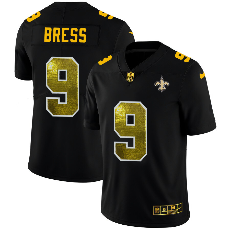 New Orleans Saints #9 Drew Brees Men's Black Nike Golden Sequin Vapor Limited NFL Jersey New Orleans Saints #9 Drew Brees Men's Black Nike Golden Sequin Vapor Limited NFL Jersey