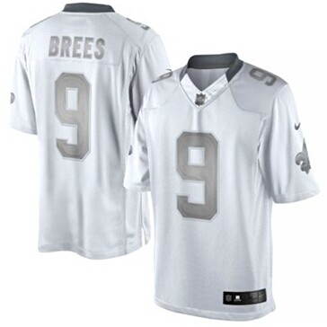 New Orleans Saints #9 Drew Brees White Platinum Jersey New Orleans Saints #9 Drew Brees White Platinum Jersey