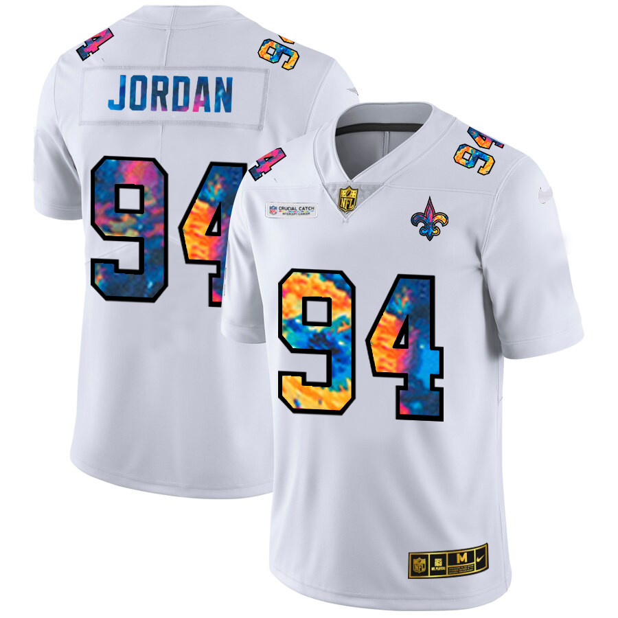 New Orleans Saints #94 Cameron Jordan Men's White Nike Multi-Color 2020 NFL Crucial Catch Limited NFL Jersey New Orleans Saints #94 Cameron Jordan Men's White Nike Multi-Color 2020 NFL Crucial Catch Limited NFL Jersey