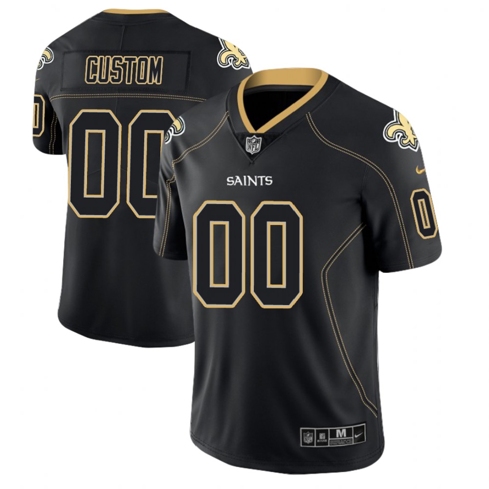 New Orleans Saints Custom 2018 Lights Out Color Rush Limited Black Jersey New Orleans Saints Custom 2018 Lights Out Color Rush Limited Black Jersey