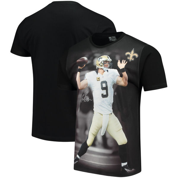 New Orleans Saints Drew Brees NFL Pro Line By Fanatics Branded NFL Player Sublimated Graphic T Shirt Black