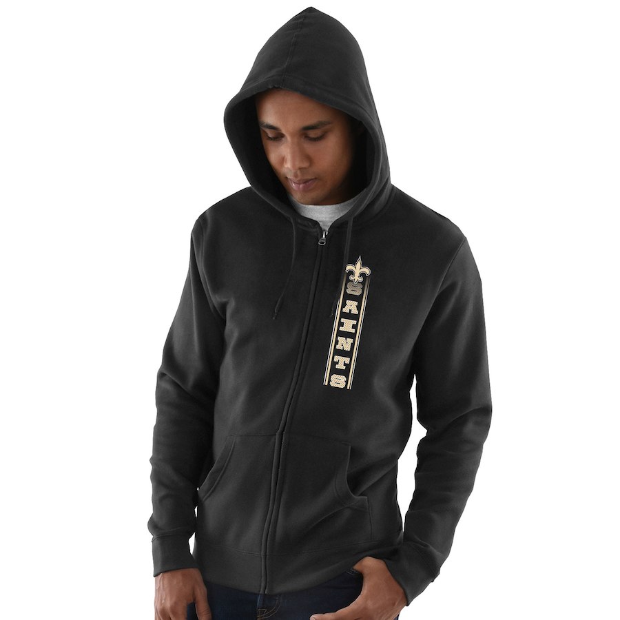 New Orleans Saints Hook And Ladder Full Zip Hoodie Black New Orleans Saints Hook And Ladder Full Zip Hoodie Black