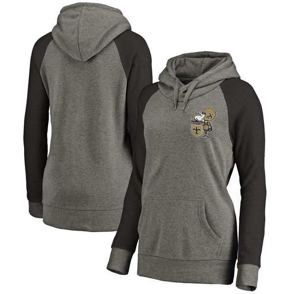 New Orleans Saints NFL Pro Line By Fanatics Branded Women's Plus Sizes Vintage Lounge Pullover Hoodie Heathered Gray New Orleans Saints NFL Pro Line By Fanatics Branded Women's Plus Sizes Vintage Lounge Pullover Hoodie Heathered Gray