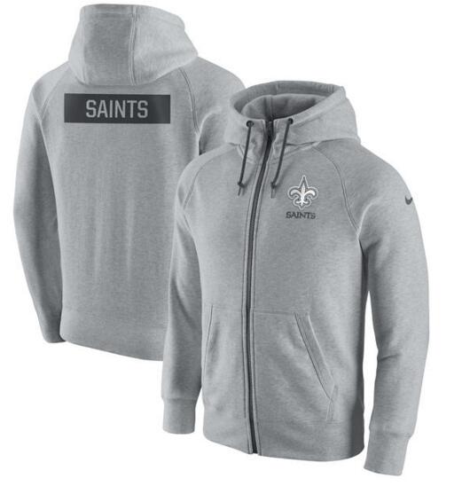 New Orleans Saints Nike Gridiron Gray 2.0 Full Zip Hoodie Ash New Orleans Saints Nike Gridiron Gray 2.0 Full Zip Hoodie Ash