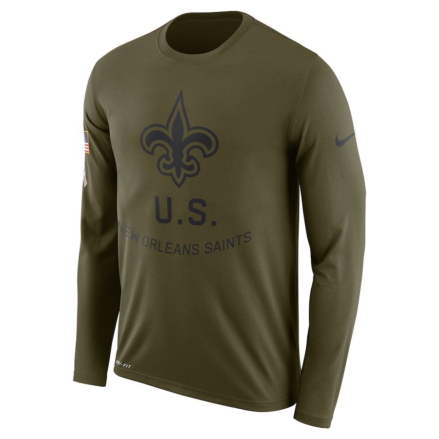 New Orleans Saints Nike Salute To Service Sideline Legend Performance Long Sleeve T-Shirt Olive New Orleans Saints Nike Salute To Service Sideline Legend Performance Long Sleeve T-Shirt Olive