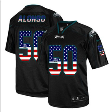 New Philadelphia Eagles #50 Kiko Alonso Black Men's Stitched NFL Elite USA Flag Fashion Jersey New Philadelphia Eagles #50 Kiko Alonso Black Men's Stitched NFL Elite USA Flag Fashion Jersey