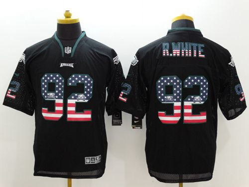 New Philadelphia Eagles #92 Reggie White Black Men's Stitched NFL Elite USA Flag Fashion Jersey New Philadelphia Eagles #92 Reggie White Black Men's Stitched NFL Elite USA Flag Fashion Jersey