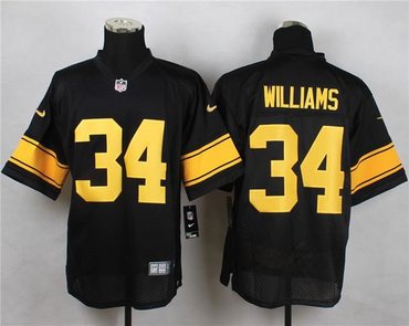 New Pittsburgh Steelers #34 DeAngelo Williams Black(Gold No.) Men's Stitched NFL Elite Jersey