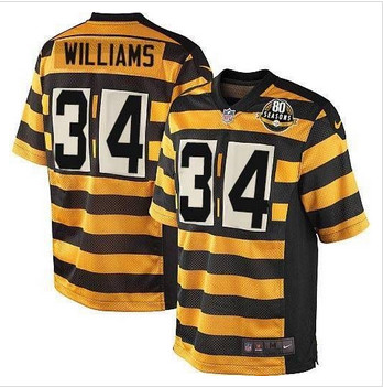 New Pittsburgh Steelers #34 DeAngelo Williams Yellow Black Alternate 80TH Throwback Men's Stitched NFL Elite Jersey