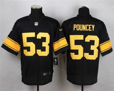 New Pittsburgh Steelers #53 Maurkice Pouncey Black(Gold No.) Men's Stitched NFL Elite Jersey