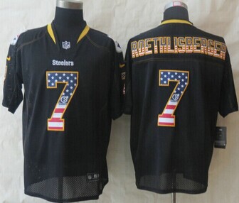 New Pittsburgh Steelers #7 Ben Roethlisberger USA Flag Fashion Black Elite Jersey