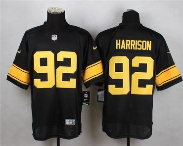 New Pittsburgh Steelers #92 James Harrison Black(Gold No.) Men's Stitched NFL Elite Jersey