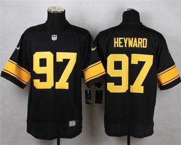 New Pittsburgh Steelers #97 Cameron Heyward Black(Gold No.) Men's Stitched NFL Elite Jersey