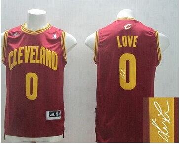 New Revolution 30 Autographed Cavaliers #0 Kevin Love Red Stitched NBA Jersey