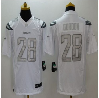New San Diego Chargers #28 Melvin Gordon White Men''s Stitched NFL Limited Platinum Jersey