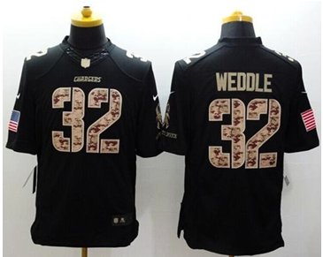 New San Diego Chargers #32 Eric Weddle Black NFL Limited Salute to Service jersey