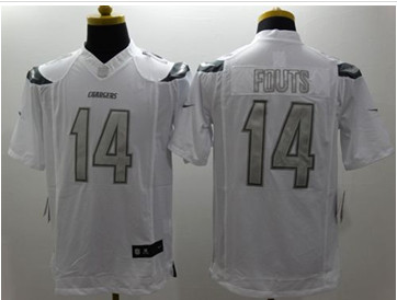 New San Diego Chrgers #14 Dan Fouts White Men's Stitched NFL Limited Platinum Jersey
