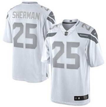 New Seattle Seahawks #25 Richard Sherman White Platinum Jersey New Seattle Seahawks #25 Richard Sherman White Platinum Jersey