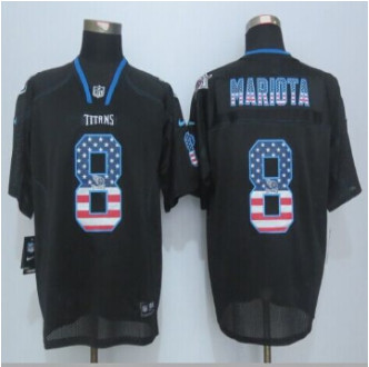 New Tennessee Titans #8 Marcus Mariota Black Men's Stitched NFL Elite USA Flag Fashion Jersey