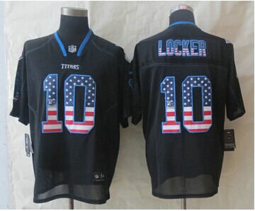 New Tennessee Titans 10# Jake Locker USA Flag Fashion Black Elite Jerseys