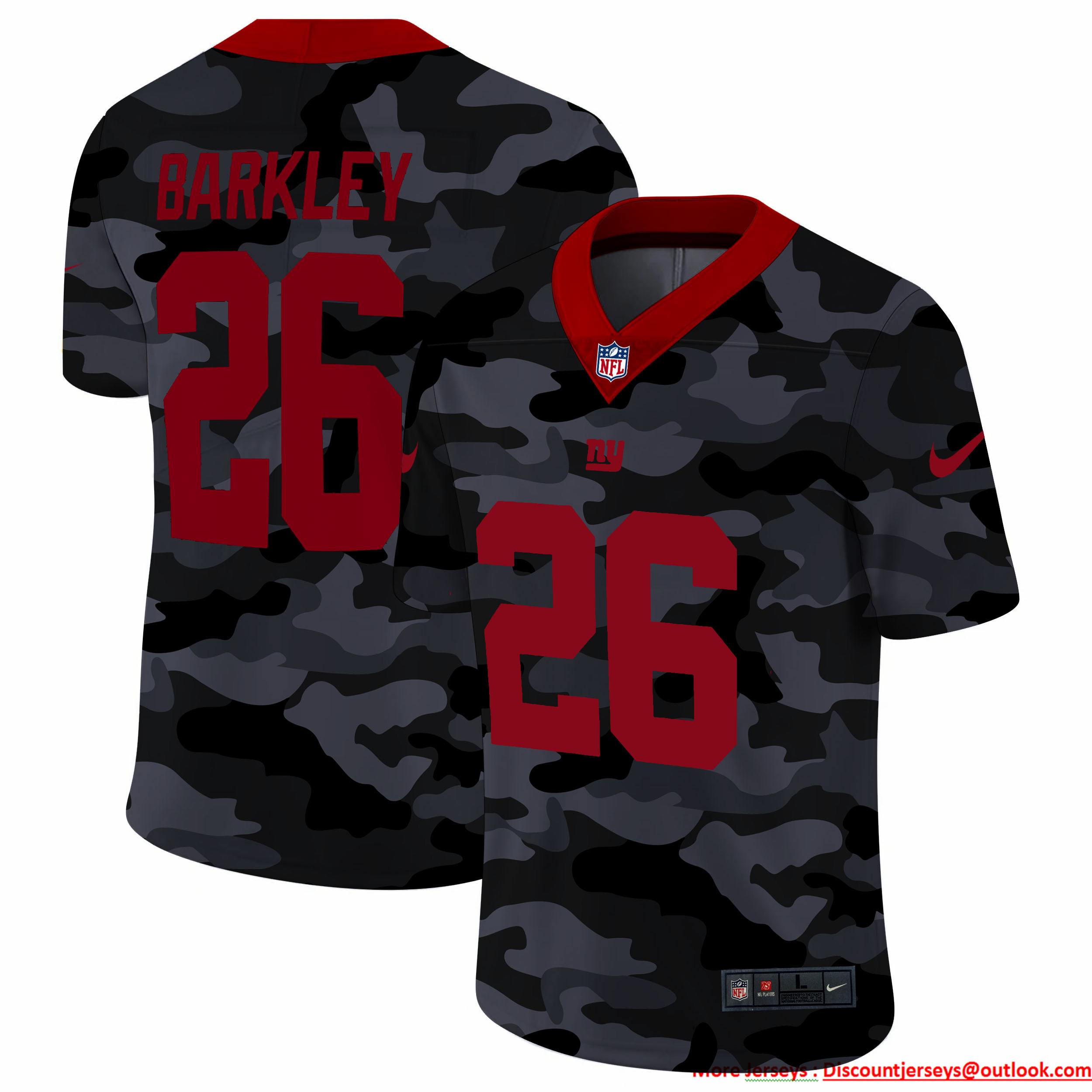 New York Giants #26 Saquon Barkley Men's Nike 2020 Black CAMO Red Vapor Untouchable Limited Stitched NFL Jersey New York Giants #26 Saquon Barkley Men's Nike 2020 Black CAMO Red Vapor Untouchable Limited Stitched NFL Jersey