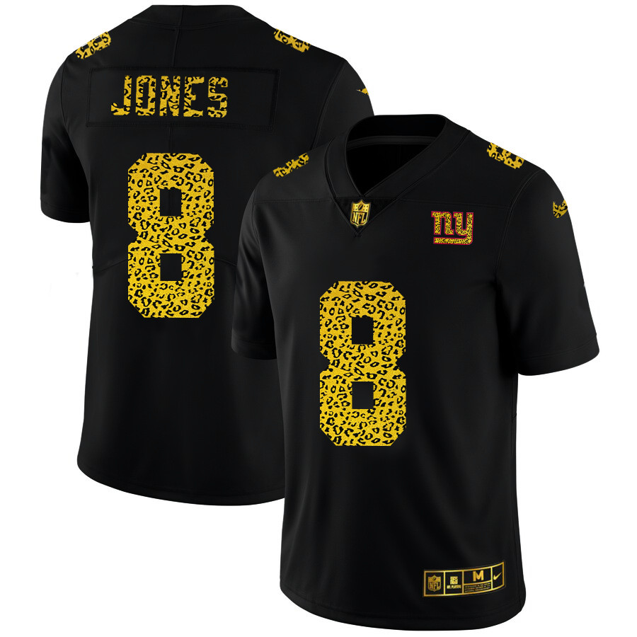 New York Giants #8 Daniel Jones Men's Nike Leopard Print Fashion Vapor Limited NFL Jersey Black New York Giants #8 Daniel Jones Men's Nike Leopard Print Fashion Vapor Limited NFL Jersey Black