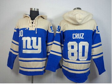 New York Giants #80 Victor Cruz Cream-Blue Sawyer Hooded Sweatshirt Stitched Jersey New York Giants #80 Victor Cruz Cream-Blue Sawyer Hooded Sweatshirt Stitched Jersey