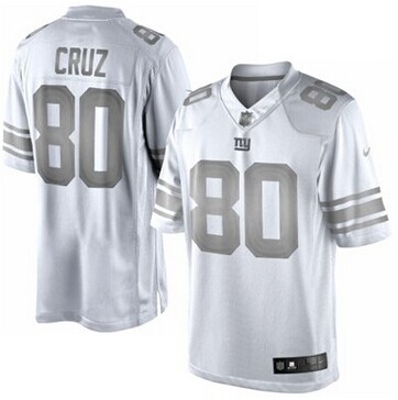 New York Giants #80 Victor Cruz White Platinum Jersey New York Giants #80 Victor Cruz White Platinum Jersey