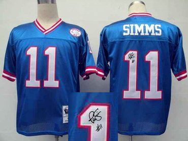 New York Giants 11# Phil Simms Blue Throwback Jersey(Signed Elite) New York Giants 11# Phil Simms Blue Throwback Jersey(Signed Elite)