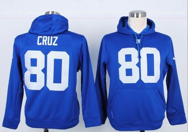 New York Giants 80 Victor Cruz Pullover Hoodie Blue
