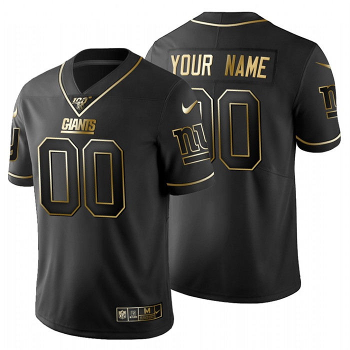 New York Giants Custom Men's Nike Black Golden Limited NFL 100 Jersey New York Giants Custom Men's Nike Black Golden Limited NFL 100 Jersey