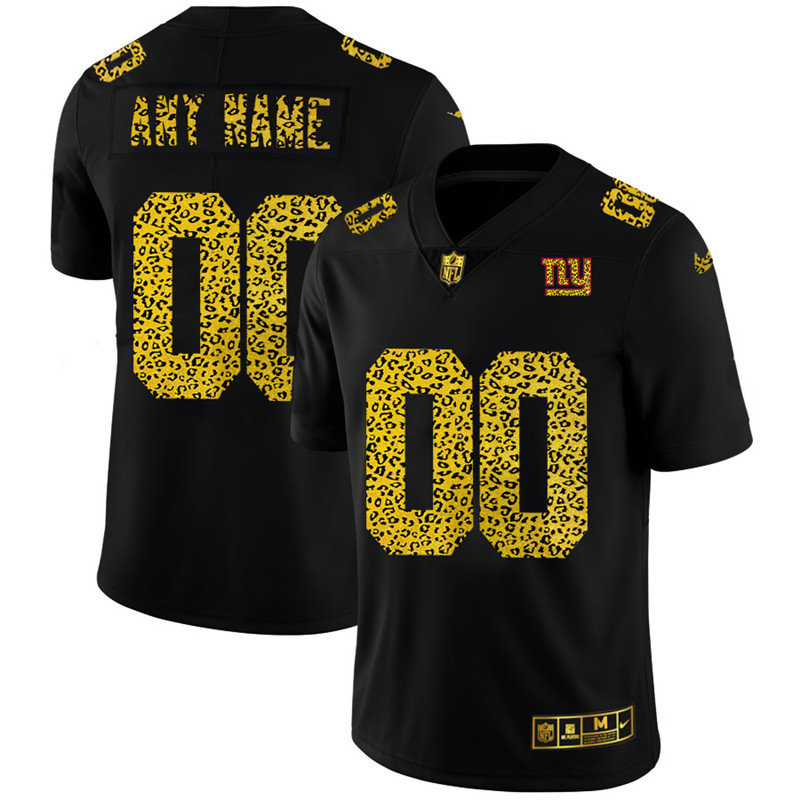 New York Giants Custom Men's Nike Leopard Print Fashion Vapor Limited NFL Jersey Black New York Giants Custom Men's Nike Leopard Print Fashion Vapor Limited NFL Jersey Black