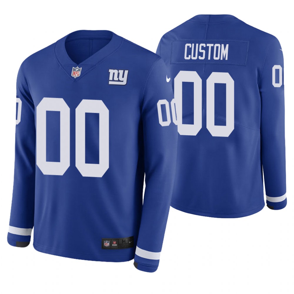 New York Giants Custom Royal Therma Long Sleeve Jersey New York Giants Custom Royal Therma Long Sleeve Jersey