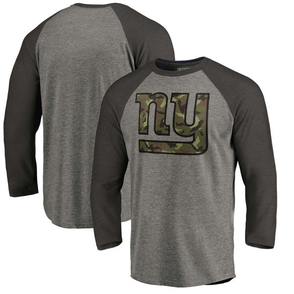 New York Giants NFL Pro Line By Fanatics Branded Black Gray Tri Blend 34-Sleeve T-Shirt New York Giants NFL Pro Line By Fanatics Branded Black Gray Tri Blend 34-Sleeve T-Shirt