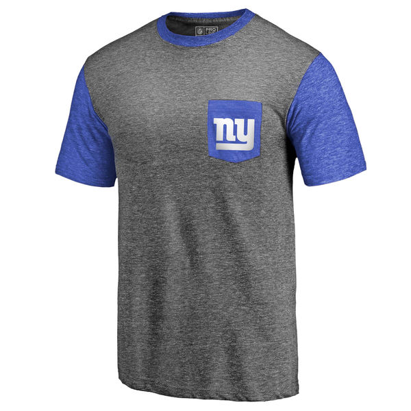 New York Giants Pro Line By Fanatics Branded Heathered Gray Royal Refresh Pocket T-Shirt New York Giants Pro Line By Fanatics Branded Heathered Gray Royal Refresh Pocket T-Shirt