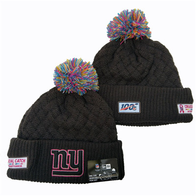 New York Giants Team Logo Black 100th Season Pom Knit Hat YD