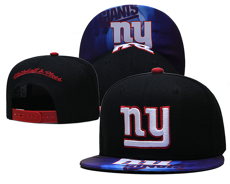 New York Giants Team Logo Black Mitchell & Ness Adjustable Hat LH