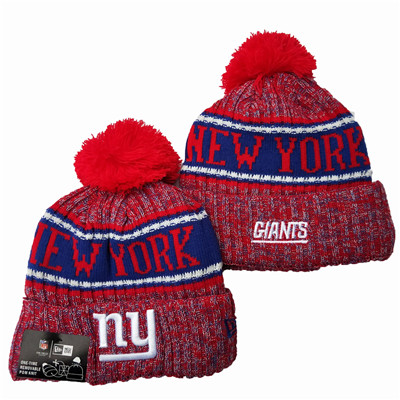 New York Giants Team Logo Red Pom Knit Hat YD