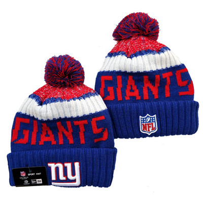 New York Giants Team Logo Royal Pom Knit Hat YD