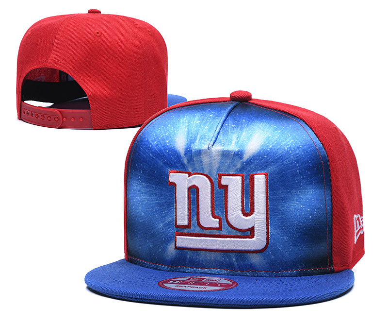 New York Giants Team Logo Royal Red Adjustable Leather Hat 1 TX
