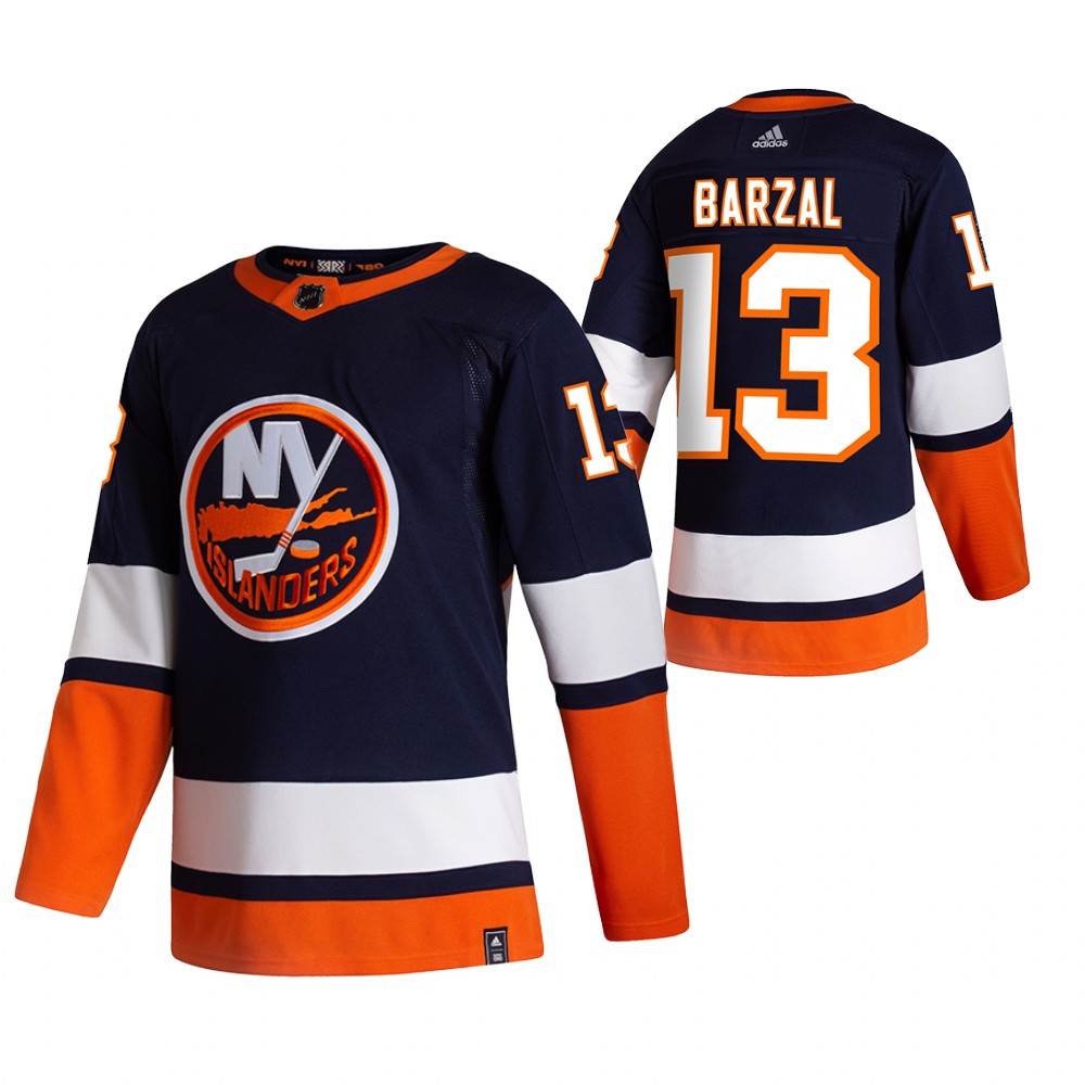 New York Islanders #13 Mathew Barzal Navy Blue Men's Adidas 2020-21 Reverse Retro Alternate NHL Jersey New York Islanders #13 Mathew Barzal Navy Blue Men's Adidas 2020-21 Reverse Retro Alternate NHL Jersey