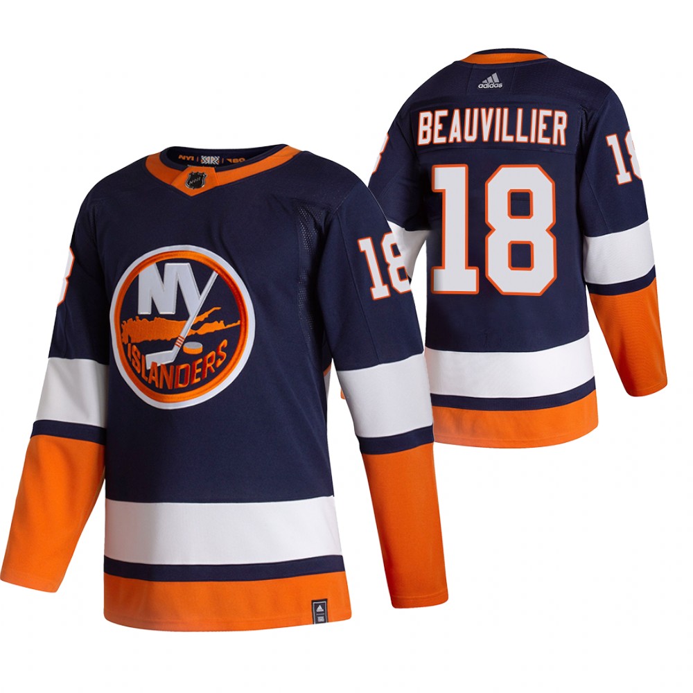New York Islanders #18 Anthony Beauvillier Navy Blue Men's Adidas 2020-21 Reverse Retro Alternate NHL Jersey New York Islanders #18 Anthony Beauvillier Navy Blue Men's Adidas 2020-21 Reverse Retro Alternate NHL Jersey