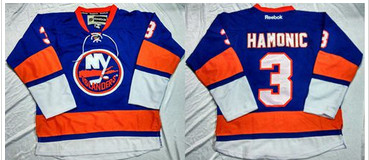 New York Islanders #3 Travis Hamonic Baby Blue Home Stitched NHL Jersey
