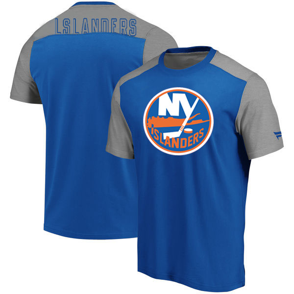 New York Islanders Fanatics Branded Iconic Blocked T-Shirt Blue Heathered Gray