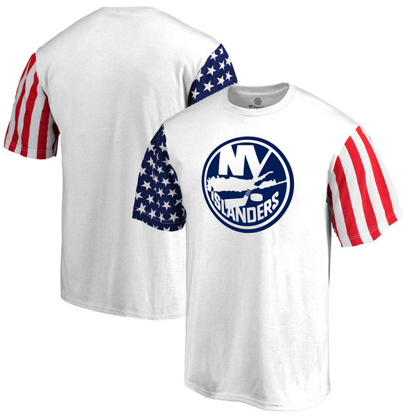 New York Islanders Fanatics Branded Stars & Stripes T-Shirt White New York Islanders Fanatics Branded Stars & Stripes T-Shirt White